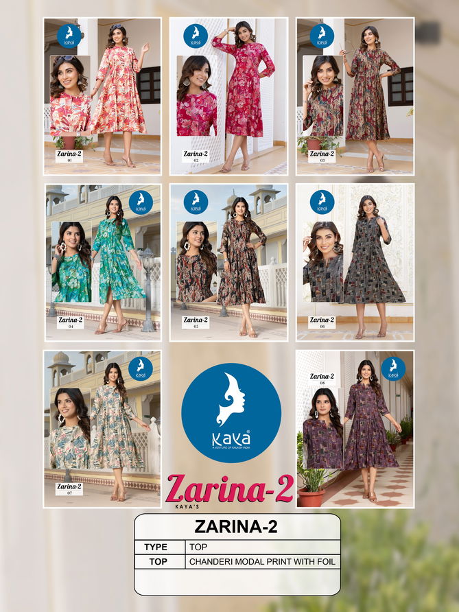 Zarina 2 By Kaya Chanderi Foil Printed Anarkali Kurti Wholesale Price In Surat